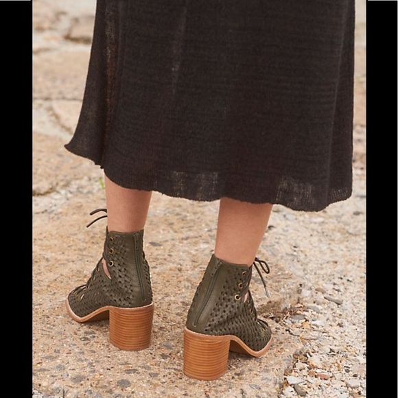 New Free People Lahaina Woven Heels Green 9 - Picture 4 of 16